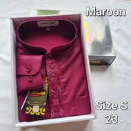 SALE Baju koko Atlas Bamus Lengan panjang manset/kancing warna maroon fashion muslim pria dewasa per
