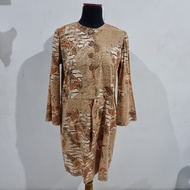Blouse Wanita lengan Panjang Coklat motif batik