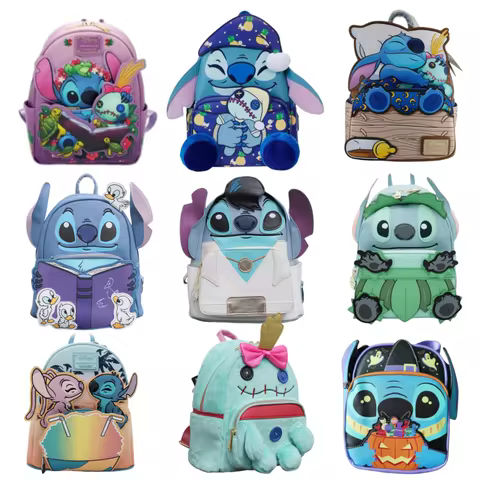 New Disney Loungefly Lilo&Stitch Stitch And Scrump Buddy Backpack Anime Student Large Capacity Backp
