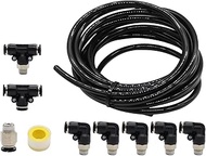 Assembroverse 15ft Vacuum PU Tubing Kit Black 1/8" NPT to 1/4" Tubing with Push to Connect Fittings 