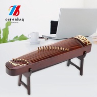 OUREAPH Miniature Guzheng Model, Brown Portable Chinese Guzheng Statue, Lightweight Wooden Mini Guzh
