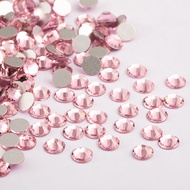 Good Quality ss3-ss30 Light Pink Flat Back Nail Art Crystal Stones / Glue On Non Hotfix Rhinestones 