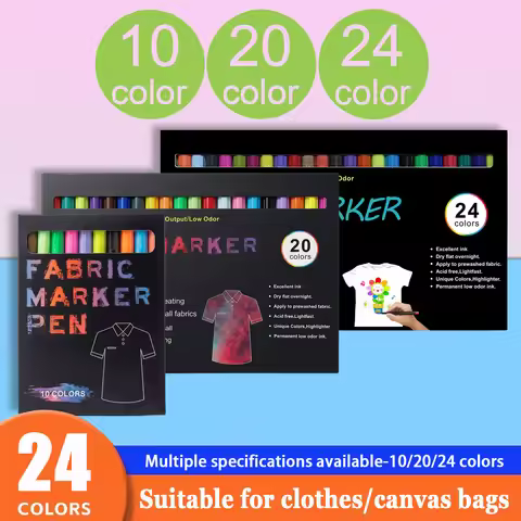 Bigthumb Fabric Markers 10/20/24 Colors Multi-Size Set, Quick-Drying, Waterproof, Washable, No Heat 