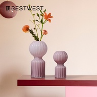 [48H Shipping]Best west Light Peach Porcelain Pink Irregular Glass Vase Ornament Simple ins Home Ent