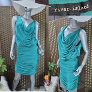 RIVER ISLAND green cowl neck midi cocktail dress