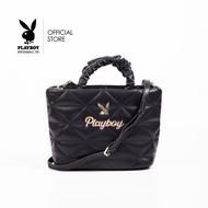 Playboy กระเป๋าสะพายข้างผู้หญิง  ลิขสิทธิ์แท้รุ่น ST-B241PB553 ดีไซน์ทรงชอปปิ้งเย็บนวมหูย่น มี2สี สีครีมและสีดำ
