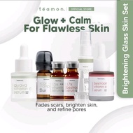 Teamon BRIGHTENING GLASS SKIN (Set Parut Lekuk,Hitam&Cerah) Dermaroller Scar Stamp Skincare Vitamin 