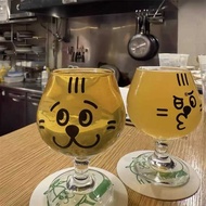 Japan Hotel Fukuoka Cat Series Glass Short-Foot Beer Glass Cute Cartoon Wine Glass Creative Water Gl
