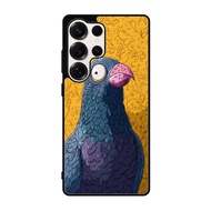 Custom Hybrid Case for Samsung Galaxy S25 S24 S23 S22 S21 Ultra Plus FE Lite Quirky Pigeon Portrait 