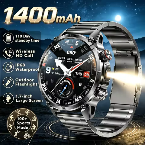 New Rugged Military Smart Watch Men 1400 mAh Battery 2.04inch AMOLED Bluetooth Call 10ATM Waterproof