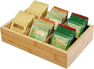 Bamboo Tea Bag Organizer for Drawer,Wood Hot Teabag Storage Holder with 6 Removable Compartments,Tea