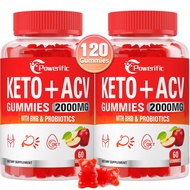 Apple Cider Vinegar Gummies, Keto ACV Gummies with Probiotics & Vitamin B12, Max Strength 2000mg ACV