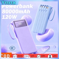 Powerbank 80000mAh 120W With 4 Charge Cables PD Fast Charging Full Capacity LED Digital