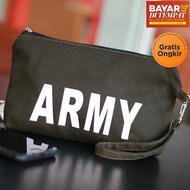 Dompet Pouch Pria Wanita Kanvas BASIC - Army