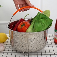 Multifunctional Sturdy 304 Stainless Steel Steamer Insert Basket For Instant Pot Pressure Cooker With Silicone Covered Handle Vegetable Fruit Washing