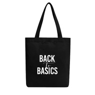 Túi Tote Vải Canvas Đen GINKO có dây kéo khóa ( túi con bên trong) phong cách Hàn Quốc in Quote B08