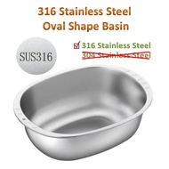 316 Stainless Steel Oval Shape Basin Salad Bowl Mixing Bowl Mangkuk