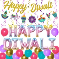 [HOT TIBRIZKKCXW 584] JOLLYBOOM Happy Deepavali Decorations - Gold Glitter Happy Diwali Banner Diwali Theme Garland Happy Diwali Foil Balloons Latex Balloons Deepavali Party Decorations