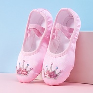 hot【DT】 Embroidered Cartoon Ballet Shoes Kids Slippers Soft Sole Female Gym