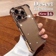 Desert Titanium Plating Phone Case for IPhone 16 Pro Max 12 13 14 15 Pro Max 16 Plus Soft TPU Case T
