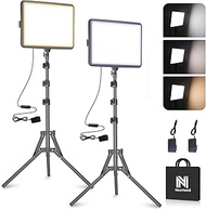 NiceVeedi 2-Pack 25W Photography Lighting, 2900-7000K Dimmable Ring Light with Tripod Stand, 73” Stu