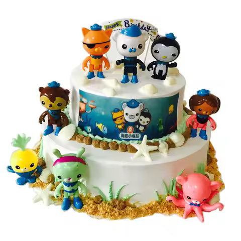 8Pcs / Set Octonauts Action Figures Toys Birthday Gift + Seabed animals (24pcs) cake decoration topp