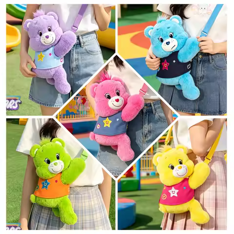 Care Bears 3D Plush Crossbody Bag 30cm Kawaii Backpack Stuffed Animal Shoulder Bags Loving Bear Purs