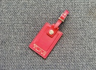 95%NEW‼️原裝正版TUMI 真皮行李牌 Red Genuine Leather Luggage Tag with Tiger Embossing