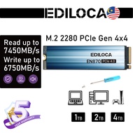 Ediloca EN870 NVMe PCIe Gen4x4 M.2 2280 SSD Read 7450MB/s Write 6750MB/s สำหรับ Laptop/PC/PS5 1TB 2T