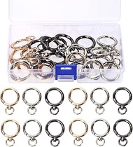 Tanstic 24Pcs 3 Colors Zinc Alloy Round Carabiner Clips with Swivel Ring, Trigger Spring O Rings, Ro