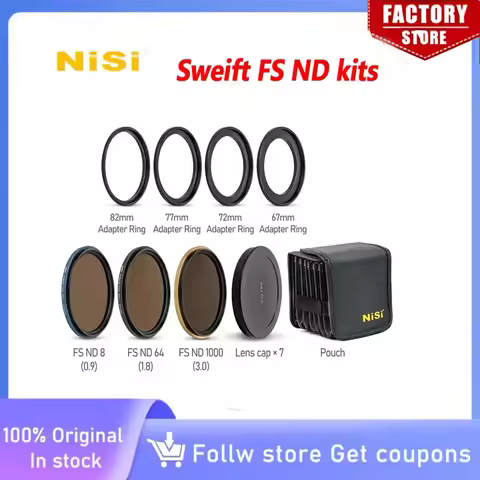 NiSi Swift System FS ND kits, FS ND8+FS ND64+ND1000 3.0+GND0.9+Lens Cap Pouch with 40.5-95mm Adapter