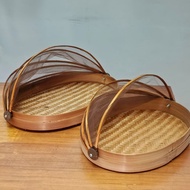 [CLEARANCE STOCK] [NEW] Oval Petak Rattan Food Cover Brown Tudung Saji Penutup Makanan Rotan Anyaman