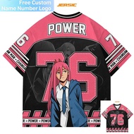 76 Jersey Chainsaw Man Power Anime Series Jersey Korean Style Kpop Baseball Hockey Oversize Jersey A