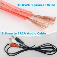 3.5mm to 2RCA & 2 to 2RCA AV Audio Cable AUX (1.5m) for Amplifier Speaker Cable Wire 2Core 18AWG (1m