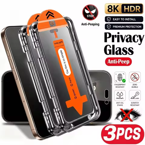 3-Pack Dust-Free Design Privacy Tempered Glass Screen Protector for Iphone 18 Pro Max/18 Pro/17 Pro 