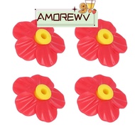 AMOR12WV 24pcs Hummingbird Feeder Replacement Flowers, 7mm Ports Red Color Bird Feeder Parts, Cleani