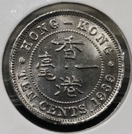 2c.8香港一毫 1939年【UNC全新未使用--超強原廠車輪轉光/靚品/UNC爆光2c.8】【戰前 英皇喬治六世】 香港舊版錢幣・硬幣 $190 (2c.8)