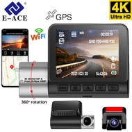 E-ACE 4K Car Dash Cam 2160P GPS WIFI 1080P Rearview Camera Video Recorder 24H Parking Black Box ﻿