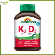 Jamieson - 維他命K2(120微克)+維他命D3(1000 IU)30粒[平行進口](包裝隨機提供) 此日期前最佳:2027年10月31日