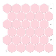 3D Pink Hexagon Tile Sticker Kitchen Bathroom Wall Tiles Sticker Self-adhesive DIY Backsplash Kitchen Wall Sticker Decoration Waterproof 30x30cm