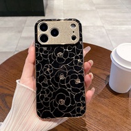 Luxury Diamonds Camellia Flower Phone Girls Case for iPhone 17 Air 16 15 14 13 Pro Max iphone16 Plus