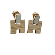 HERMES 愛馬仕 H EILEEN 針式耳環 不鏽鋼 黃色
