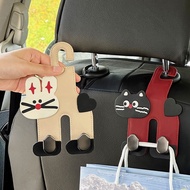 [AGL] Car Double Hook Leather Cartoon Car Seat Back Hook Phone Holder Dual Hook