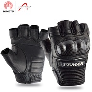 VEMAR ถุงมือหนังสำหรับผู้ชายขี่มอเตอร์ไซค์ถุงมือครึ่งนิ้วคาร์บอนสำหรับผู้ชายถุงมือปั่นจักรยานเสือภูเ