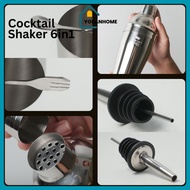 6 in 1 Stainless Steel Shaker set Bartender Cobbler Cocktail Shaker 550ml Drink Shaker Bottle/