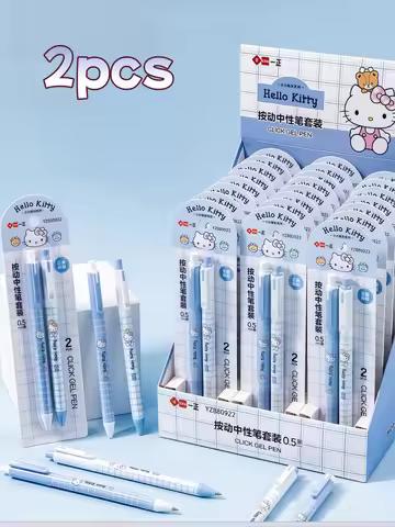 2‑Pack Sanrio Hello Kitty Cinnamoroll Retractable Gel Pens, Black Ink, Student & Office Writing Pens