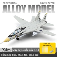 Alloy F-14 fighter plane model toy with music, lights and 6 rocket launcher stand