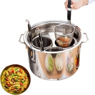 หม้อต้มพาสต้า หม้อต้มพาสต้า 5 หลุม Cooking Pots ชุดหม้อต้มพาสต้าพร้อมตะแกรงกรอง หม้อต้มพาสต้าสแตนเลส