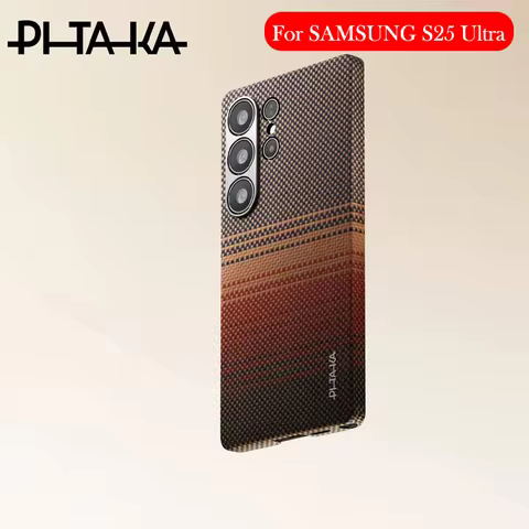 PITAKA Case For SAMSUNG S25 Ultra Kevlar Carbon Fiber Wireless Charging Back Cover Shell
