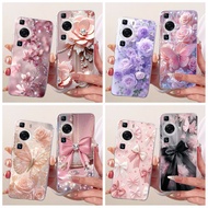 For Huawei P60 Pro Casing MNA-LX9 New Fashion Flower Butterfly Soft Silicone Phone Case For Huawei P